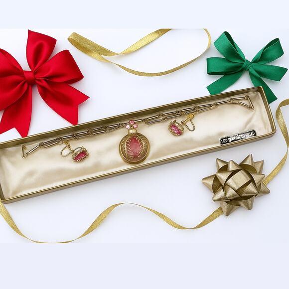 Vintage Coro Necklace & Screw Back Earring Set Gold Filled Original Box -Hey Viv - Picture 3 of 11